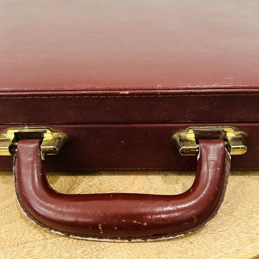 Vintage 1980's Leather Hardcase Presto Combination Lock Briefcase 12